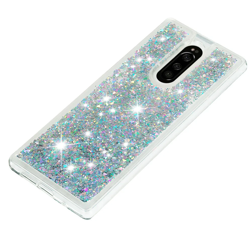 Сияющий ТПУ с песчаным декором anti-fall Love Heart чехол для телефона подходит SONY Xperia 1 |