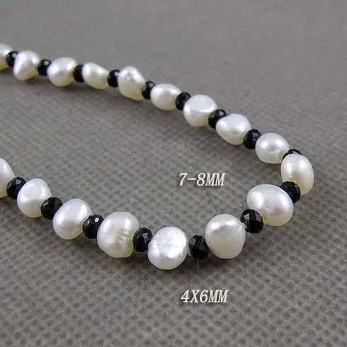 Unique Pearls jewellery Store 120cm Long Pearl Jewelry 4mm Black Crystal Beads 7-8mm Baroque White Freshwater Necklace | Украшения и
