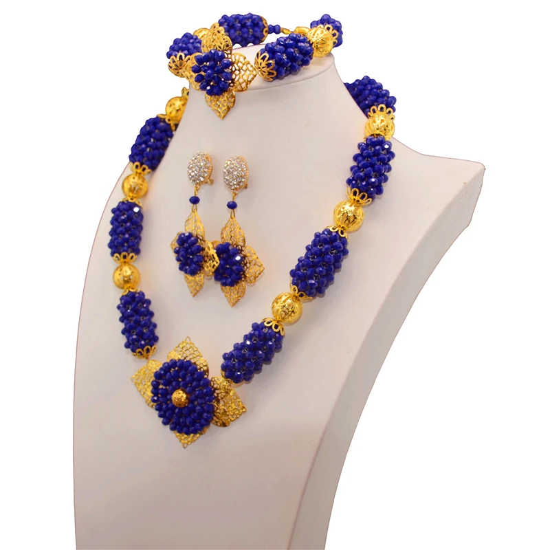 Настоящий хрустальный свадебный комплект ювелирных изделий из бисера индийский