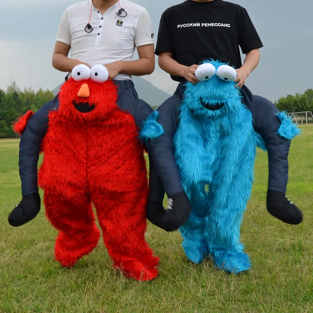 2018 Elmo набивная езда на мне Улица Сезам печенье монстр талисман носить с собой