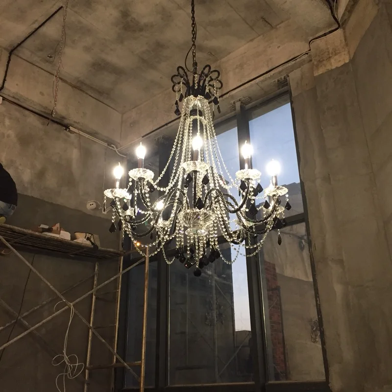 Черная люстра в античном стиле для кухни кафе ресторана E14 6 10 шт.|lustre lamp|chandelier