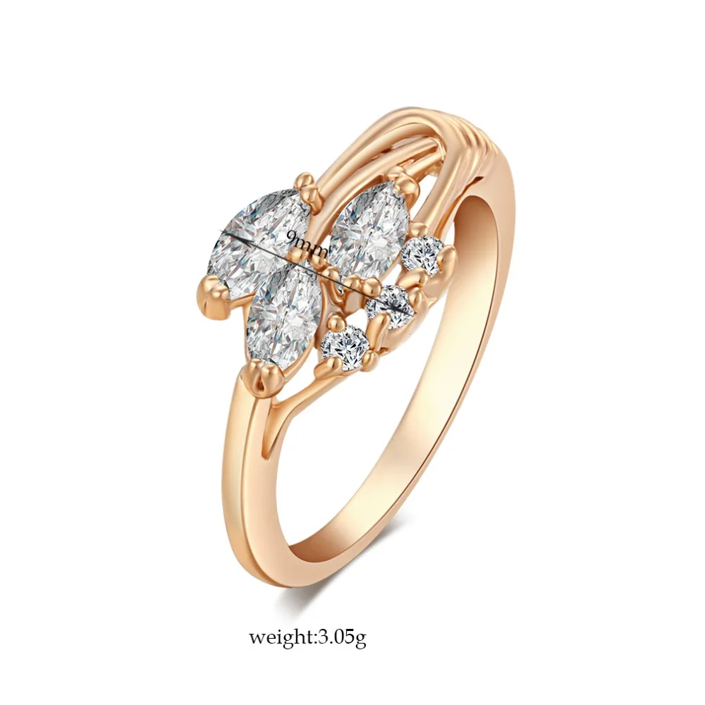 Crystal Leaf Rings For Female Gold Color Cubic Zirconia for Women Girl Wedding Engagement Free Shipping Wholesale | Украшения и