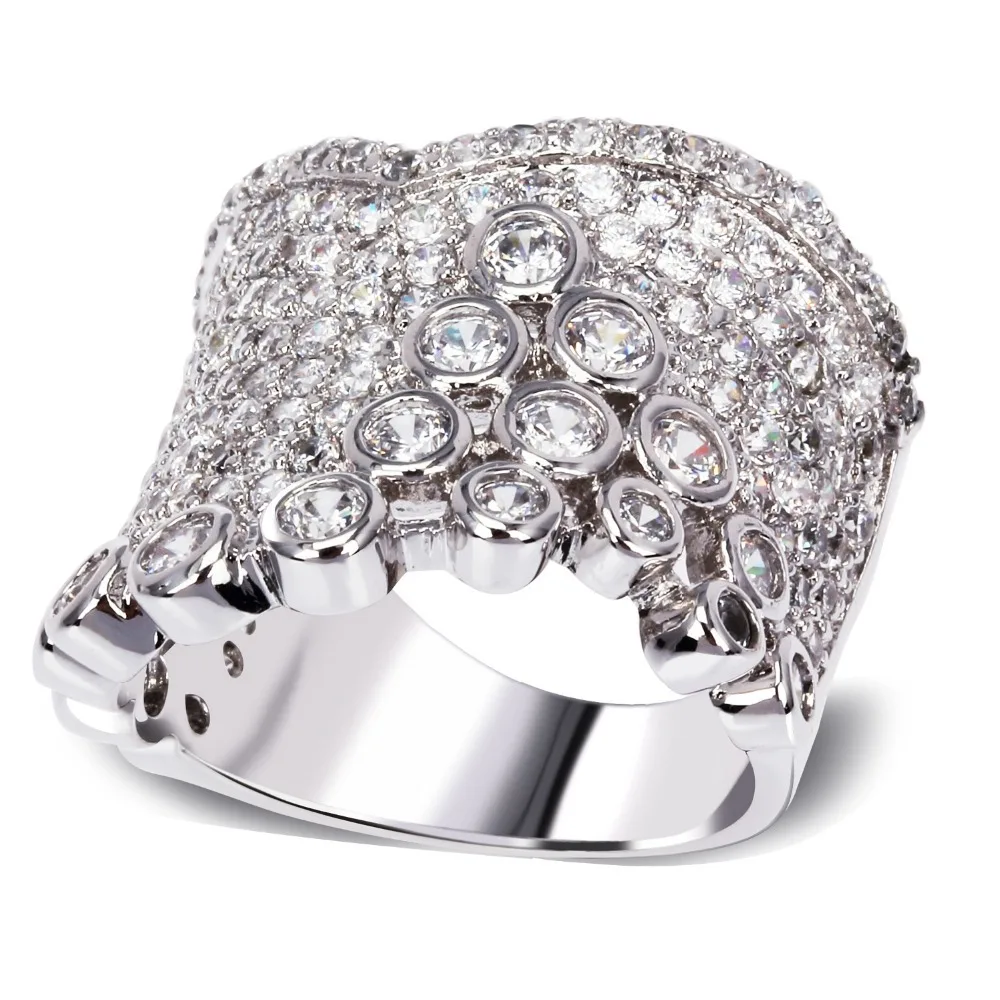 Большое кольцо из меди с фианитами бесплатная доставка размер 6 7 8 9|big ring|cubic zirconring