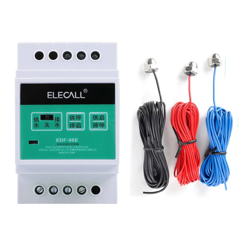 

ELECALL Din Rail Mount Float Switch Auto Water Level Controller AC220V Water Pump Controller Liquid level controll sensor