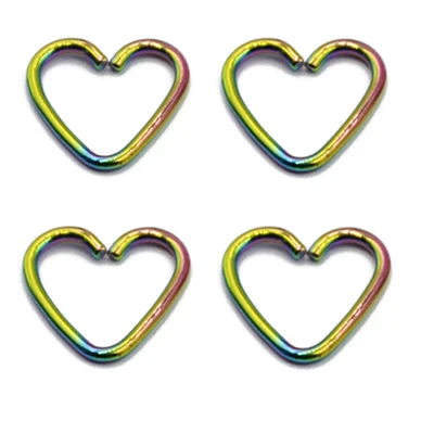 Showlove-4pcs/лот хирургические Сталь Daith в форме сердца в форме звезды ухо траг Хрящ уха серьги-улитки нос нательное пирсинг-кольцо ювелирные изделия 16g - Окраска металла: 4pcs Rainbow