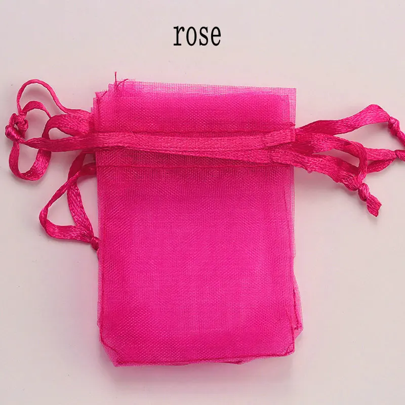rose 23 Цвета 50 шт./лот 7*9 см, 9*12 см свадебная сумочка из органзы вечерние украшения для упаковки ювелирных изделий, сумки холст подарочные мешочки из органзы - Цвет: rose
