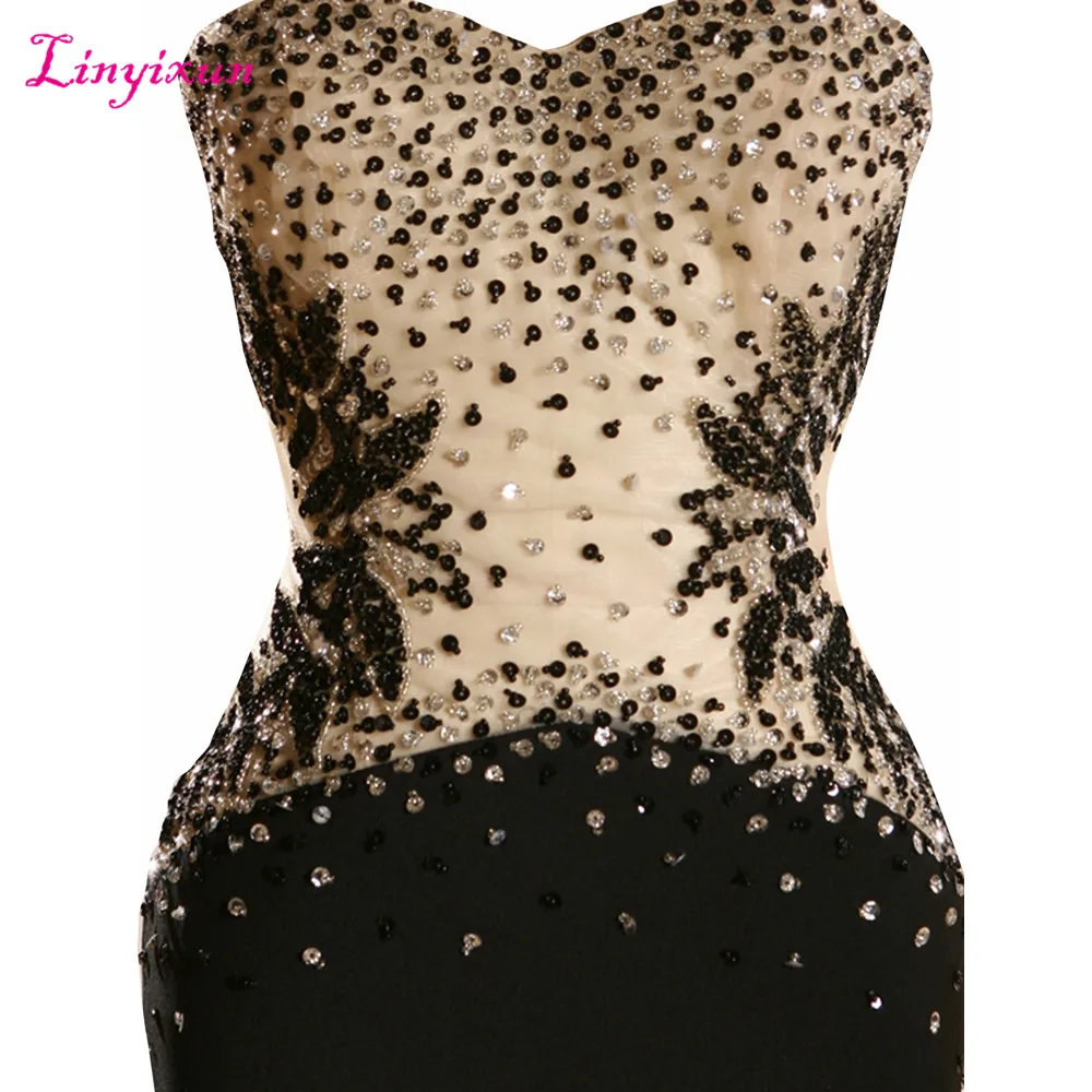 Платье Linyixun для выпускного бала длинное вечернее платье с аппликацией из бусин