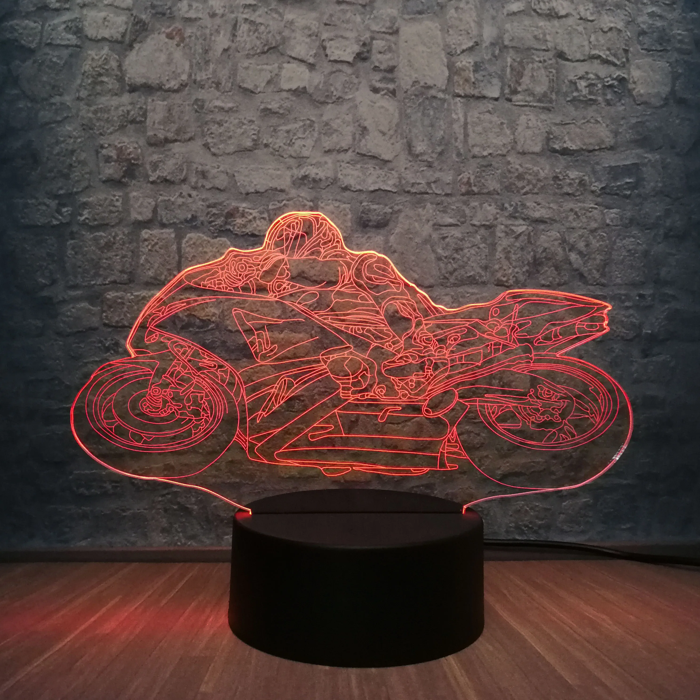Креативная 3D Светодиодная лампа для мотоциклиста 7 цветов меняющий Настольный