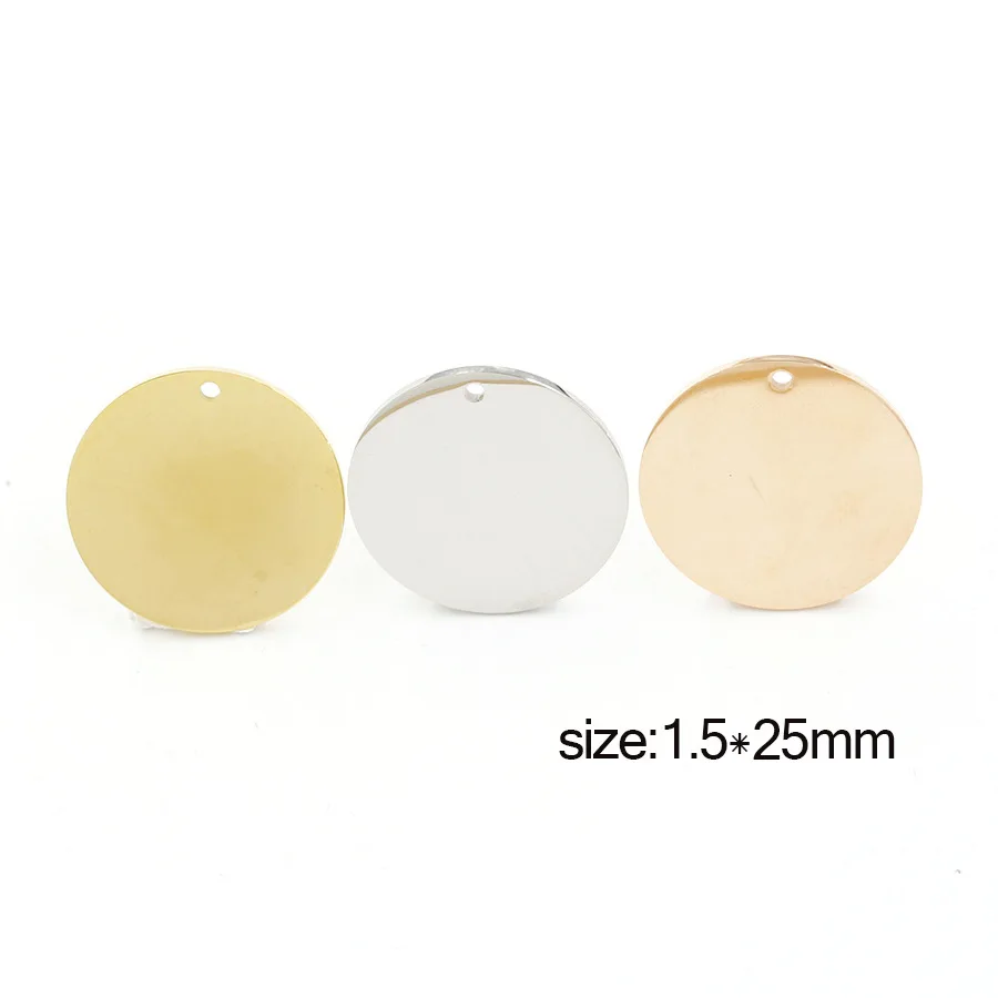 

10PCS 1.5x25mm Round Blank Tag Accessories Charm DIY Necklace Bracelets 3 Colors Mirror Polish Charms for Jewelry Making