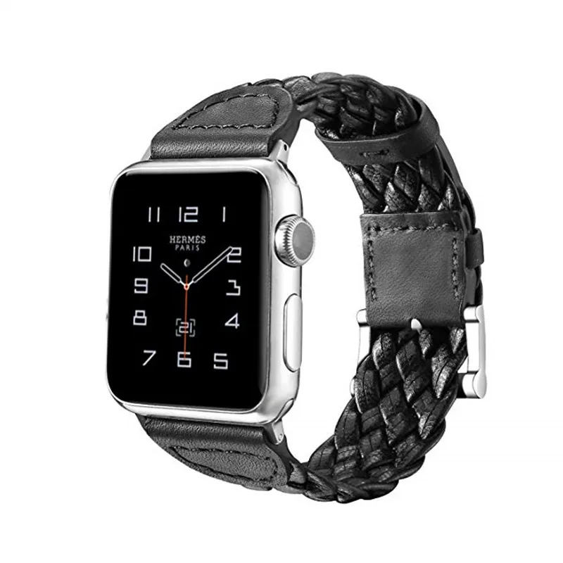 Винтажный Плетеный ремешок из искусственной кожи для Apple Watch band 4 44/40 мм мужчин и