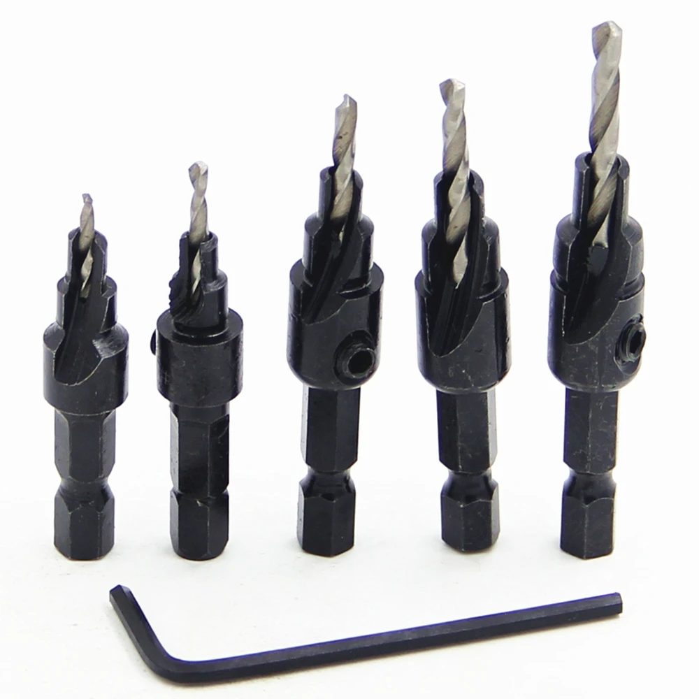 Сверла с шестигранным хвостовиком из быстрорежущей стали 1/4 5 шт. сверла для