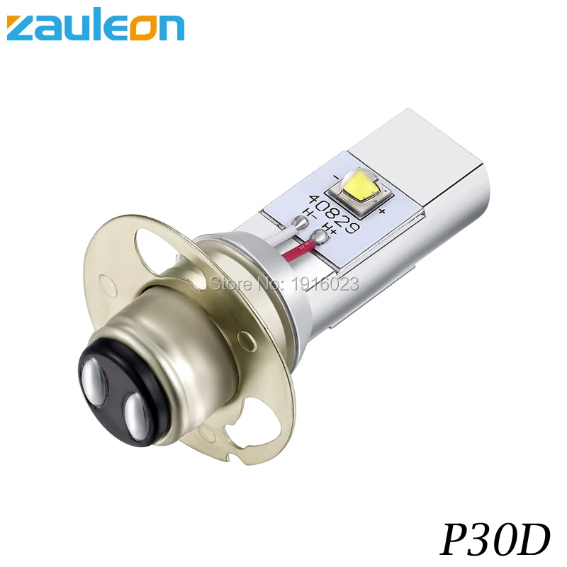 Zauleon 1 шт. светодиодный P30D лампочка APF для мотоцикла головной фонарь 970LM 6V 12V DC