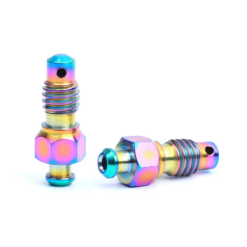 Rainbow 2 шт риск титановый гидравлический дисковый болт выхлопа для горного велосипеда 2 цвета Велосипедный тормозной зажим для наполнения масляных винтов 1,74 г - Цвет: Rainbow