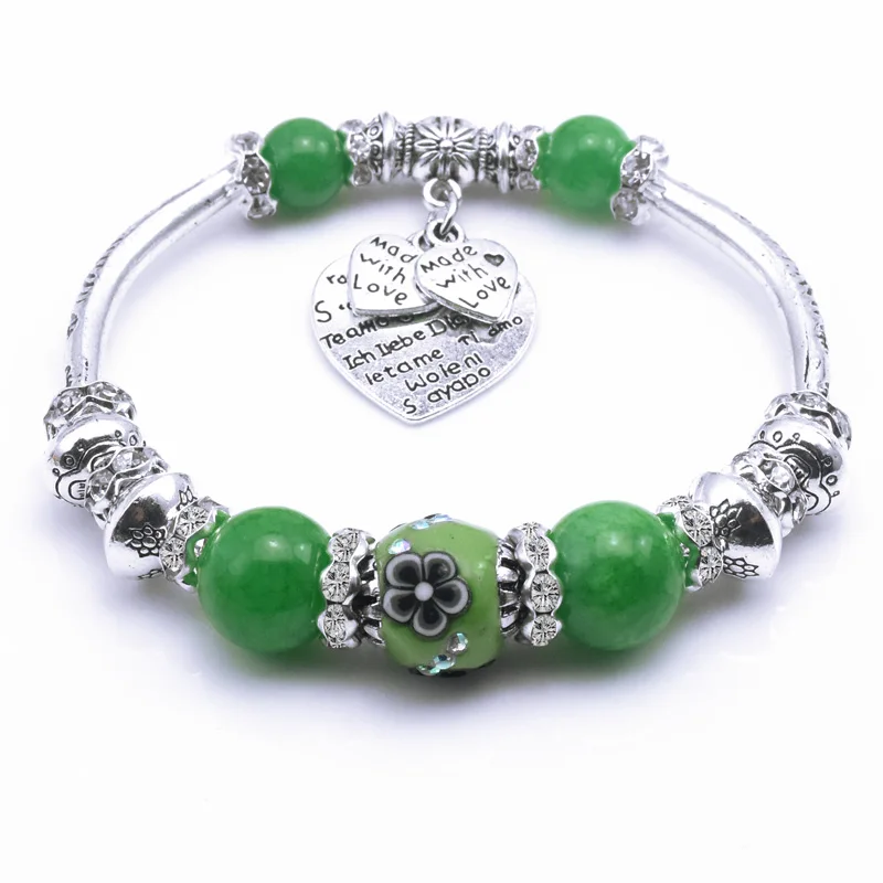 2016 Европейский Винтажный серебряный цвет очаровательные стеклянные браслеты и