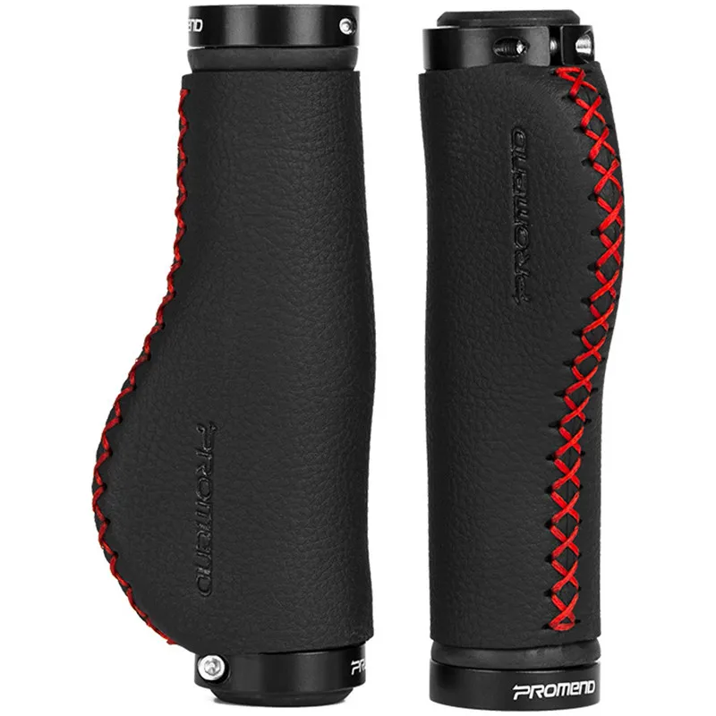 Promend 1 пара велосипедных ручек MTB дорожный велосипед CNC алюминиевый Кожаный Зажим торцевой стержень фиксированный велосипедный руль