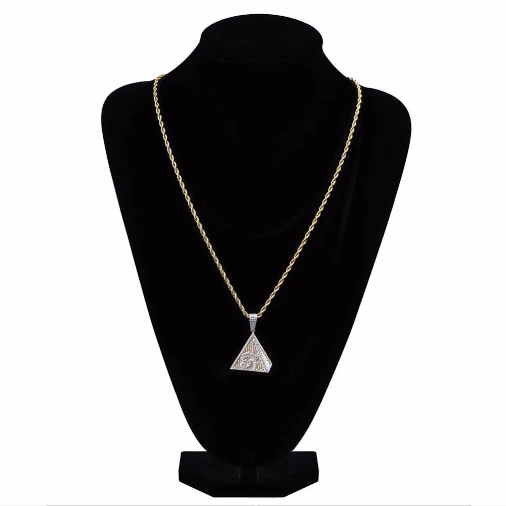 Фианитами с креплением микро паве Стразы Bling лед из золота Цвет пирамиды Horus глаз