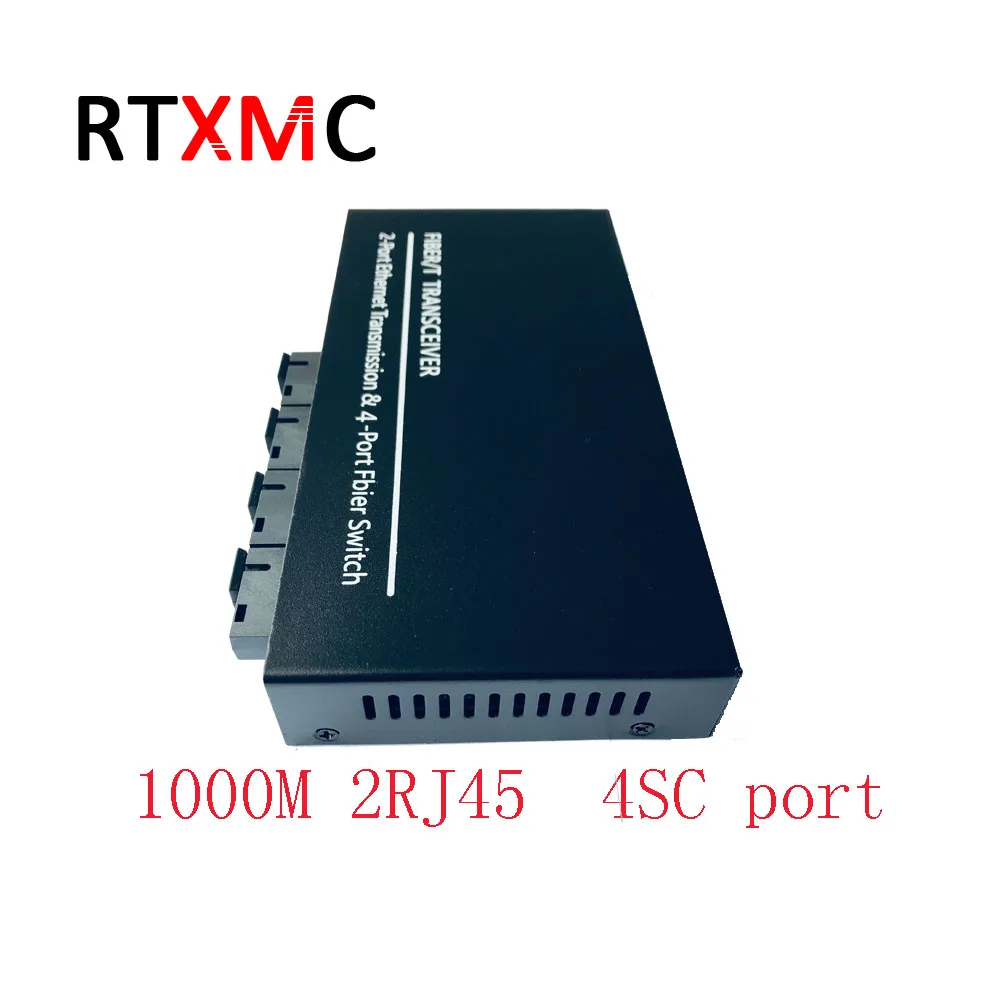 10/100/1000 м Gigabit Ethernet коммутатор волокно оптический Media Converter одиночный режим 1,25 г 1000 м 2RJ45 4SC порты и разъёмы 2UTP один волокно mc