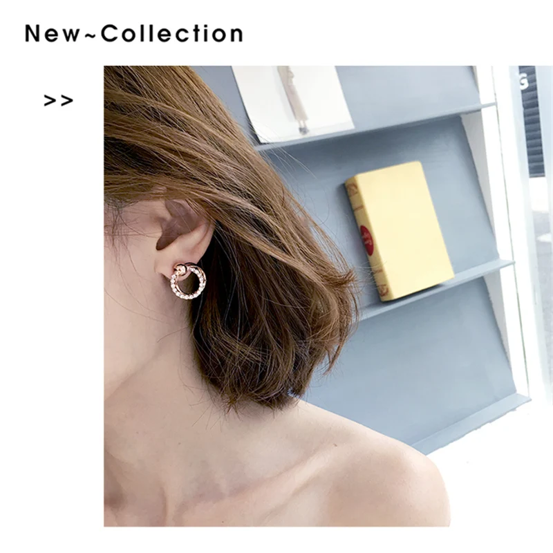 2018 Горячие женские модные серьги Bijoux цвета розового золота геометрические круги