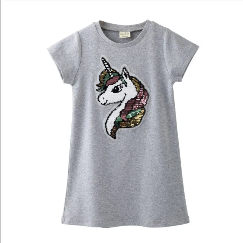 Новое Стильное милое платье для девочки волшебное изменение лица блестки