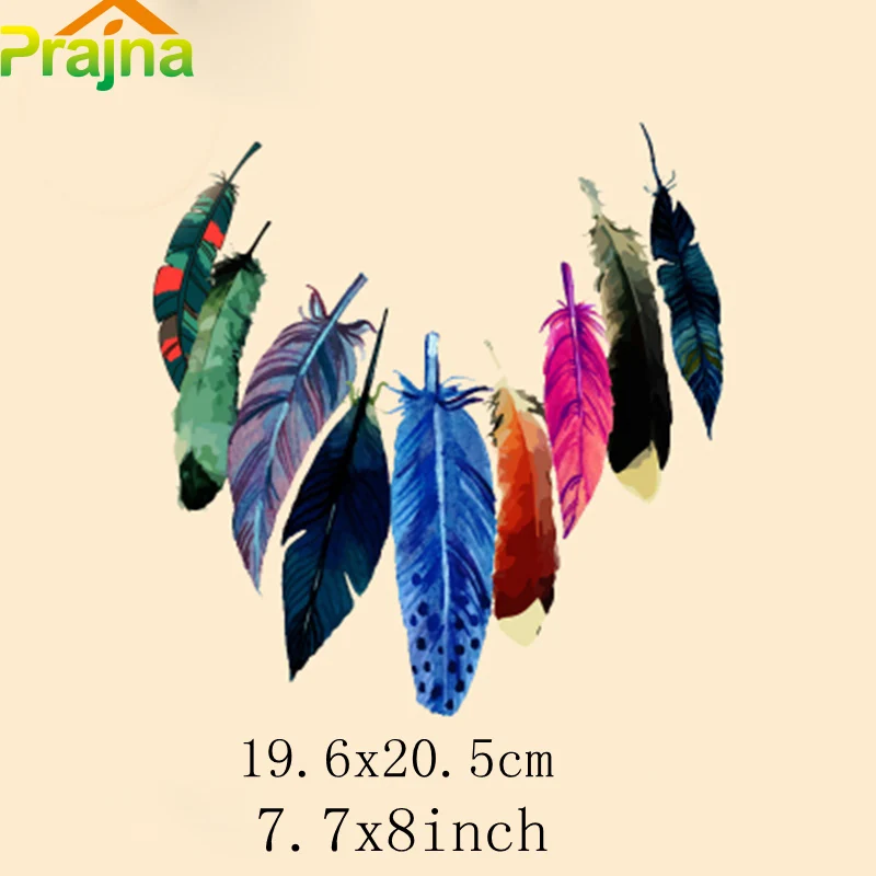 Prajna Feather Patch Leaf Fashion Diy Iron On Patches Brand Logo Cheap Stickers Hippie Boho Retro Motif Accessories | Дом и сад