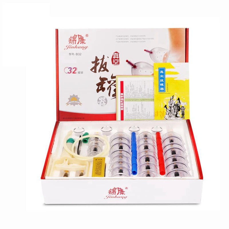 Набор вакуумных банок для массажа тела 32 чашки на присоске антицеллюлитный