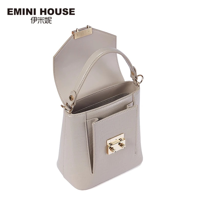 Сумка ведро с навесным замком EMINI HOUSE сумки через плечо для женщин сумка из спилка