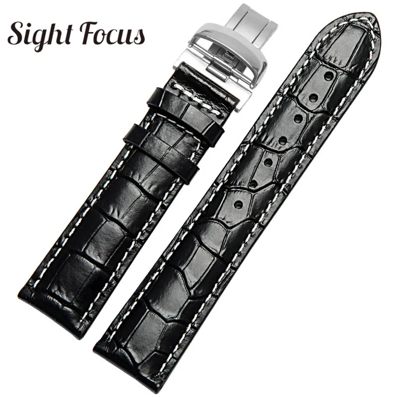 19 20 мм мужской ремень для часов Tissot 1853 кожаный ремешок Le Locle PRC200 PR100 T065 мужской ремень наручный браслет Masculino - Цвет ремешка: Black-2  Silver