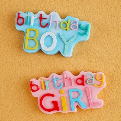 

Przy Fondant силиконовая форма с днем рождения для девочек и мальчиков, формы для украшения торта, инструмент для выпечки, полимерная глина, силик...