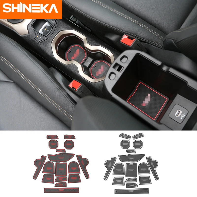 

SHINEKA Interior Mouldings For Jeep Renegade 2019+ Door Slot Mat Latex Anti-Slip Cushion Decoration Accessiors For Jeep Renegade
