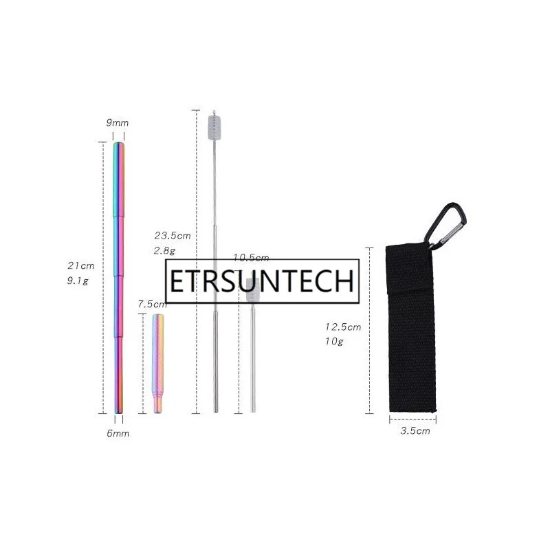 300 шт складная металлическая солома Портативная Складная многоразовая Питьевая