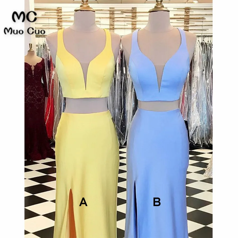 Элегантное платье 2018 из двух частей для выпускного вечера с русалочкой длинное