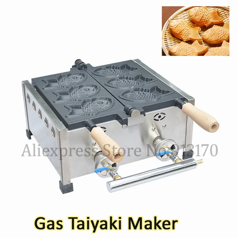 Газовая непригорающая машина Taiyaki маленькая Коммерческая Машина 3 шт. пекарь для