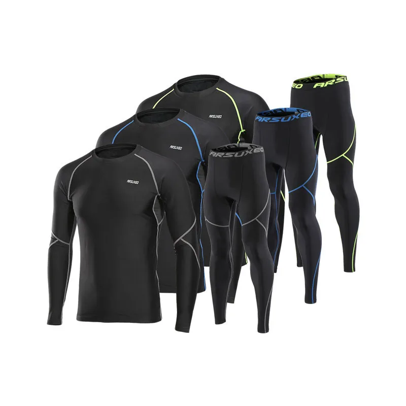 Осенне-зимний мужской набор для бега термальный флисовый компрессионный