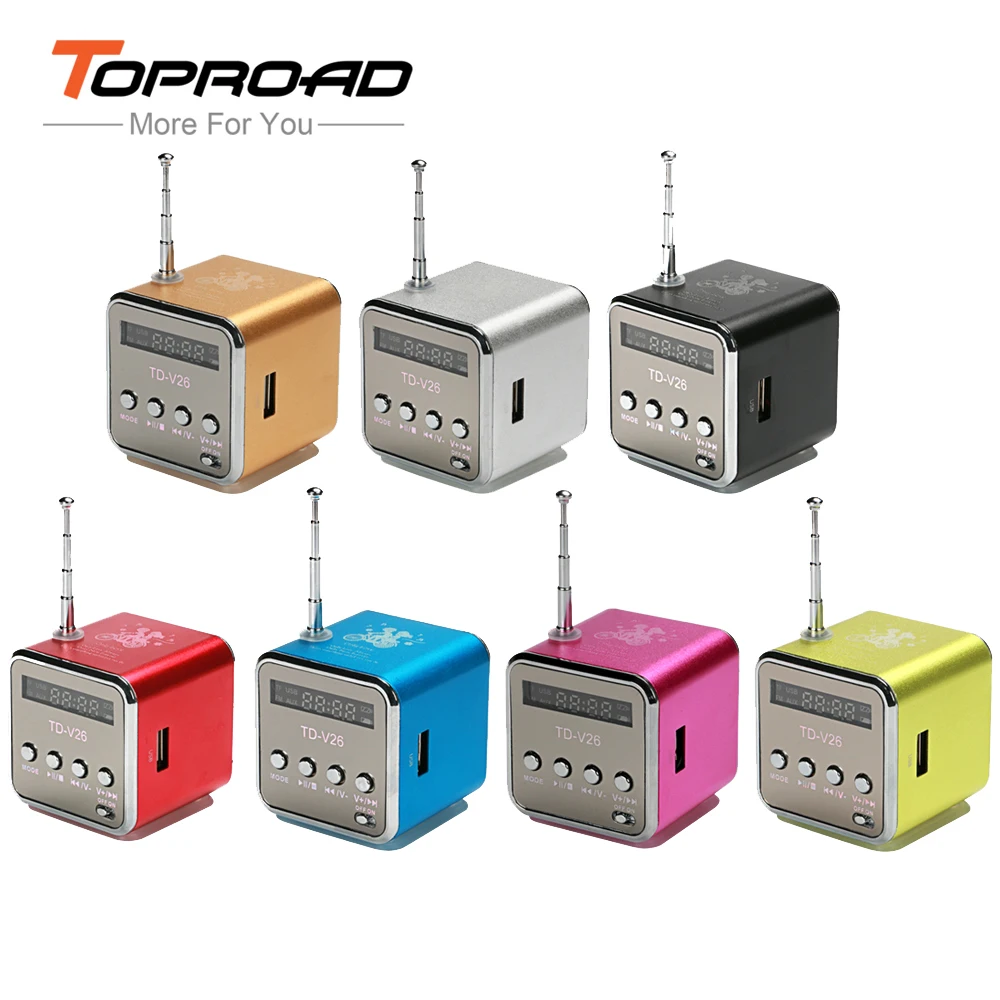 Toproad мини Портативный музыка Динамик TD V26 Micro SD TF MP3 плееры Поддержка fm Радио USB