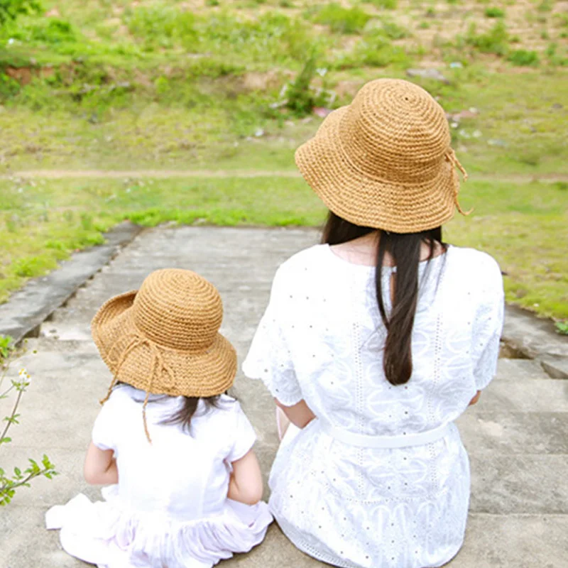 

1 Piece Mother And Daughter Sun Hat Girls Kids Straw Hat Baby Accessories Kids Summer Sand Beach Newborn Photography Props