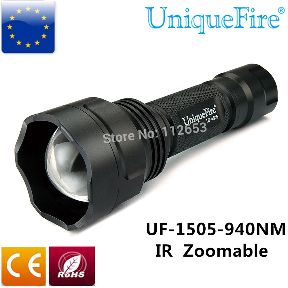 UniqueFire лучший черный светодиодный светильник 1505 940NM IR инфракрасная выпуклая линза