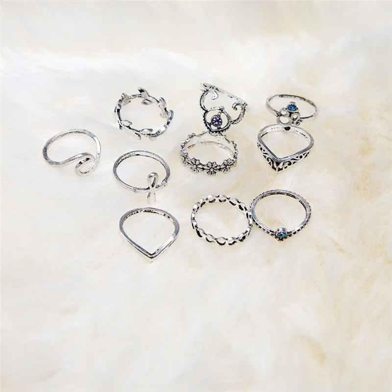 Набор женских колец в богемном стиле 10 шт. аксессуары для женщин геометрическом