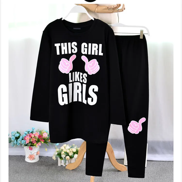 Женский пижамный комплект с длинными рукавами одежды для дома милым рисунком