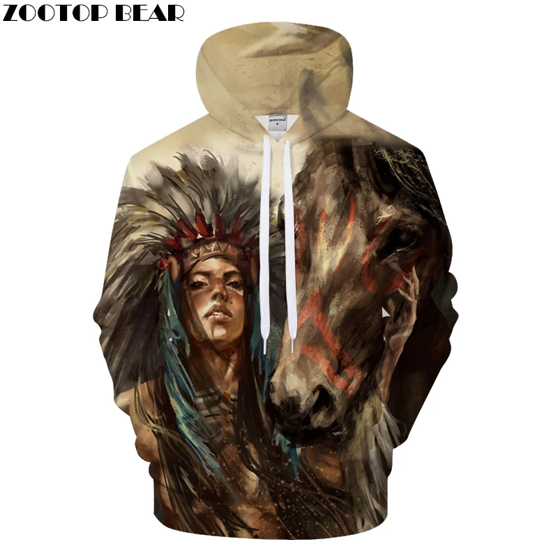 Толстовка мужская с 3D-принтом лошади повседневный спортивный костюм капюшоном