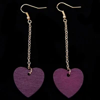 4 patterns purple heart piercing hoop hook chain pendant dangle earrings drop earrings for women