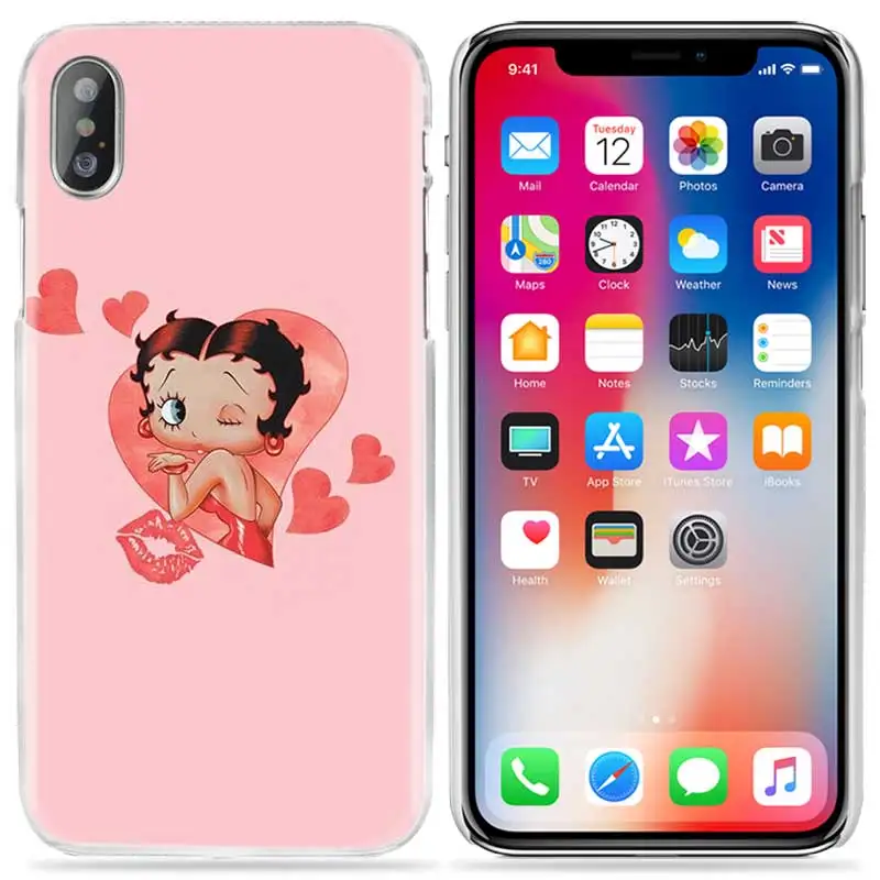 Чехол для iPhone XS Max XR X 10 7 7S 8 6 6S Plus 5S SE 5 4S 4 5C Жесткий пластиковый прозрачный чехол для телефона 11 Pro розовый сексуальный Betty Boop