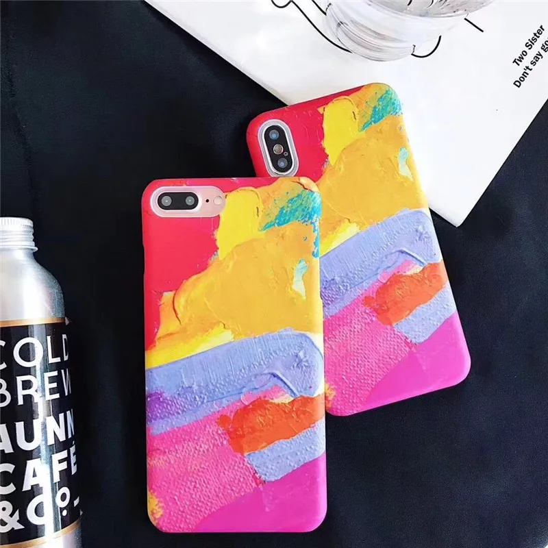 Art Simple Watercolor Oil Painting Apple6 Mobile Phone Shell IPhone7plus/8/6s/X Frosted Set Female | Мобильные телефоны и