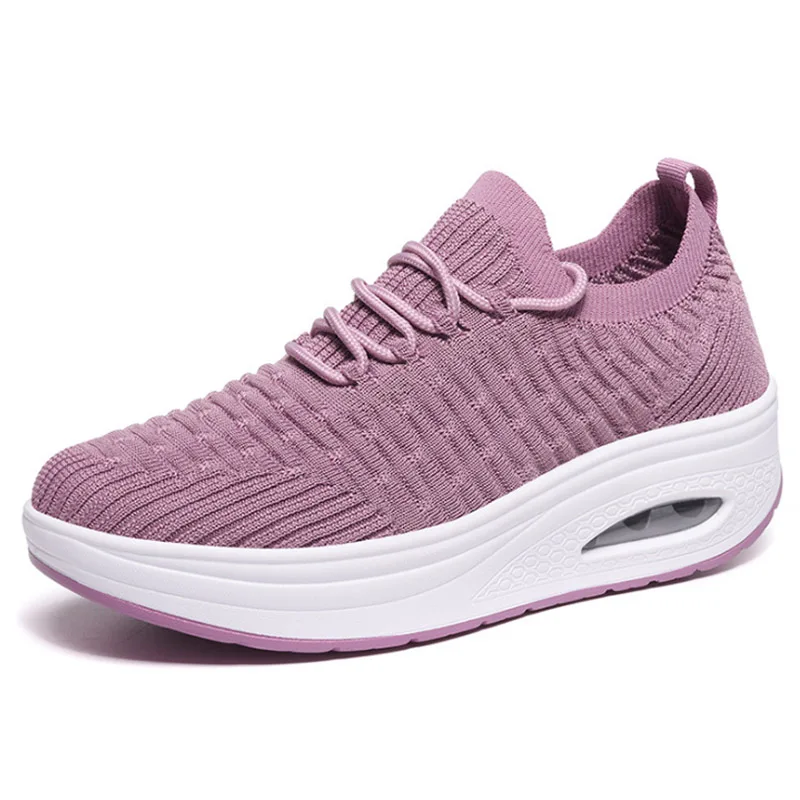 Pink Женские кроссовки; коллекция года; дышащая Вулканизированная обувь; сетчатая повседневная обувь на танкетке; tenis feminino; белая женская обувь на платформе - Color: Pink
