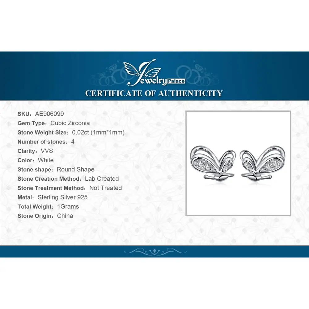 JewelryPalace высокое качество кубического циркония Танцы бабочка серьги 925 пробы