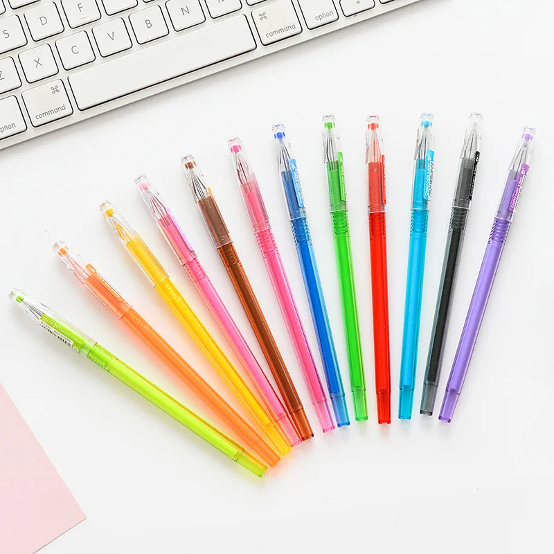 Цветная гелевая ручка новинка 12 цветов супер тонкие ручки для граффити с