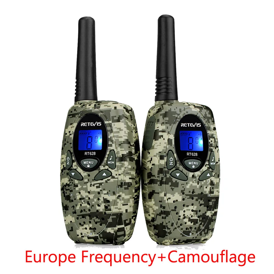 Camouflage EU Freq 2 шт. RETEVIS RT628 Мини Портативная рация для детей PMR радио 4 цвета 0,5 Вт PMR PMR446 FRS VOX 2 способ радио Рождественский подарок игрушка Walk Talk - Цвет: Camouflage EU Freq