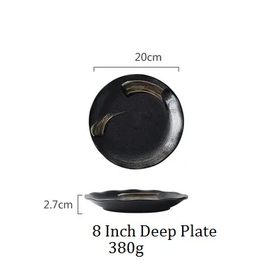 NIMITIME Japanese Style Household Snack Plate Dish Round Soup Deep Dinner Plate Tableware - Цвет: 8 Inch Plate