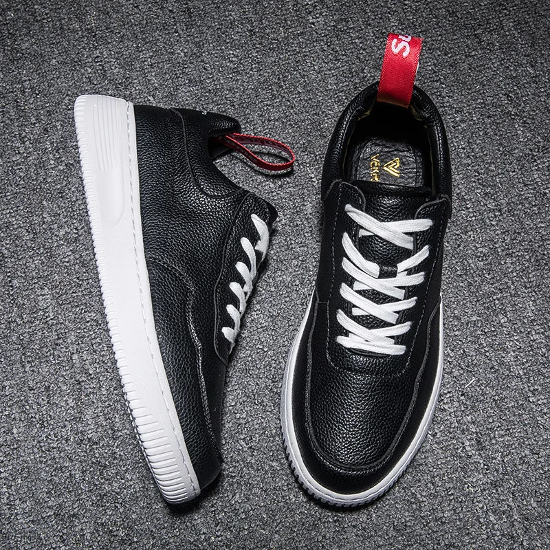 Hot Sale Casual Sneakers Men Skateboarding Shoes Black&ampWhite Lace-Up Breathable Hard-Wearing Flat Fashion Trainers Mocasines | Обувь