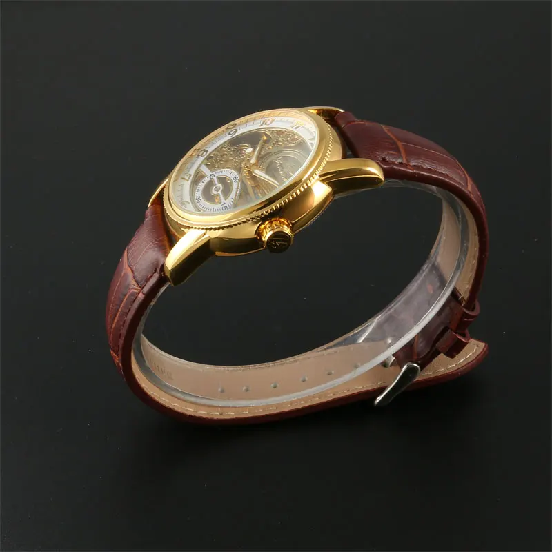 Мужские модные часы скелетоны WINNER автоматические механические наручные Calssic