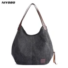 NIYOBO женские холщовые сумки, высококачественные женские сумки-Хобо, сумки-мессенджеры, винтажные однотонные сумки с несколькими карманами